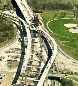 Aerial view of highway under construction